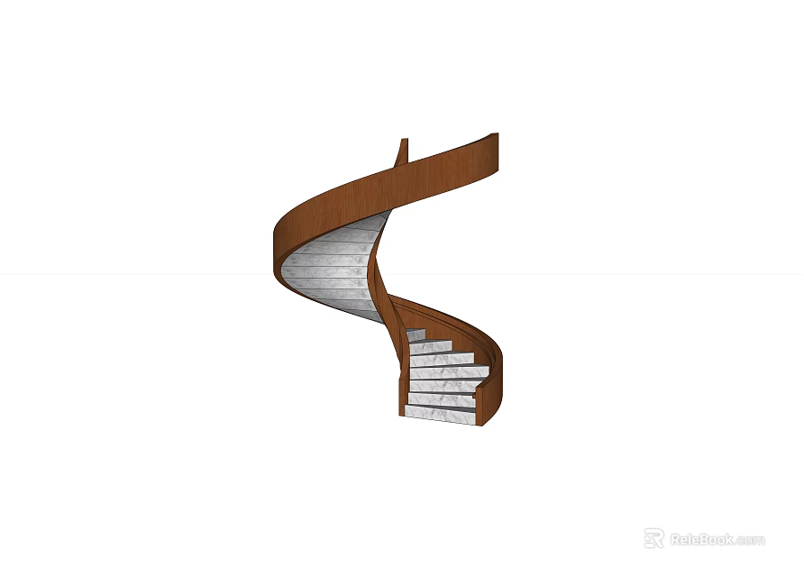 Modern Spiral Staircase Design With Wooden Handrail And White Steps In Home Interior 3d model 