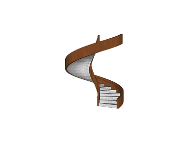 Modern Spiral Staircase Design With Wooden Handrail And White Steps In Home Interior 3d model