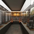 Religious Belief Exhibition Hall With Sacred Artifacts Display Cabinets And Digital Screens