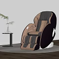 Luxury Massage Chair in Modern Living Room with Wooden Floor Floor Lamp and Potted Plant