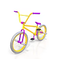 Yellow Bicycle with Purple Handlebars Seat and Silver Wheels Unique Stylish Design