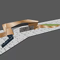 Modern Gate Folding Line Entrance Gate 3d model