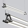 Modern Linear Hanging Pendant Light With Black Metal Frame And LED Tubes For Interior Design