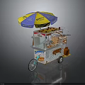 Shanity Brand Street Food Cart With Yellow Blue Umbrella And Transparent