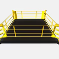 Yellow Boxing Ring Sports Equipment With Safety Rails And Black Mat