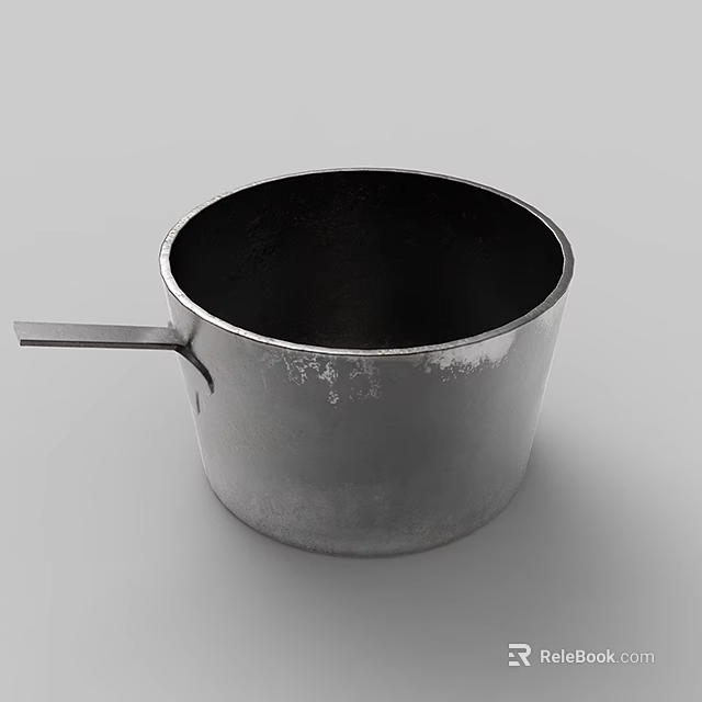 Metallic Cookware Pot with Handle and Smooth Surface for Durable Kitchen Cooking Use 3d model 