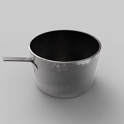 Metallic Cookware Pot with Handle and Smooth Surface for Durable Kitchen Cooking Use 3d model