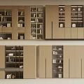 Modern Wooden Bookcase With Multiple Shelves And Storage Compartments Design 3d model