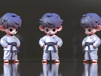 Little Boy Taekwondo Character ip Hand Blind Box Bubble Mart 3d model