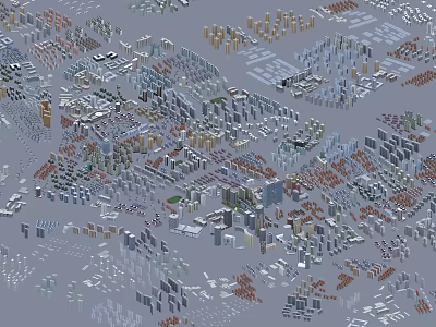 Aerial Planning of Urban Layout with Building Distribution and Road Networks Design 3d model