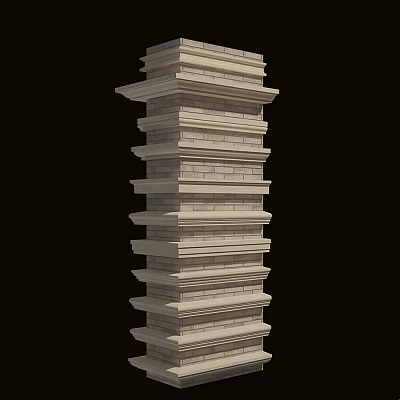 Brick Corner Molding With Layered Stacked Step Design And Architectural Detail 3d model