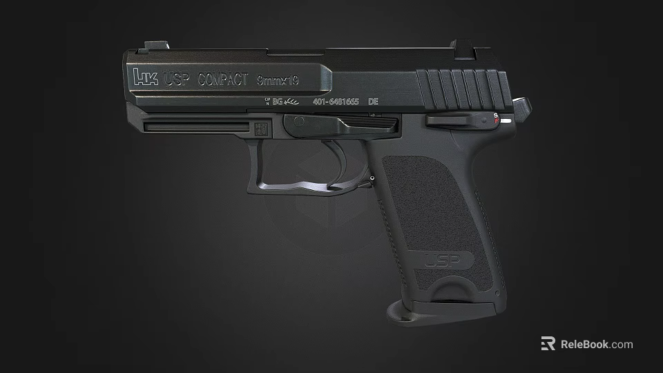 Black Semi Automatic Tactical Pistol With Modern Design And Ergonomic Grip 3d model 