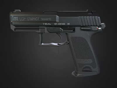 Black Semi Automatic Tactical Pistol With Modern Design And Ergonomic Grip 3d model