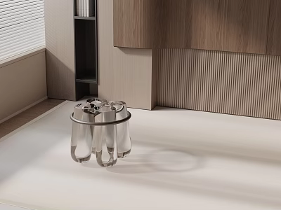 Minimalist Modern Side Table With Clear Glass Structure And Metal Accent For Living Room Interior 3d model
