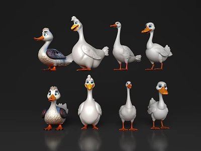 Goose Q Cartoon Goose Cute Goose Cartoon Personification Cartoon Animal Character Cartoon Material Cartoon Elements 3d model