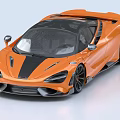 Orange Sports Car With Sleek Design Black Stripe Rear Spoiler And Black Wheels