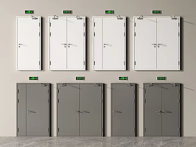 White And Gray Storage Cabinet Doors With Green Indicators Arranged In Rows 3d model