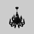 Black Classic Chandelier With Intricate Carvings And Multiple Candle Shaped Bulbs