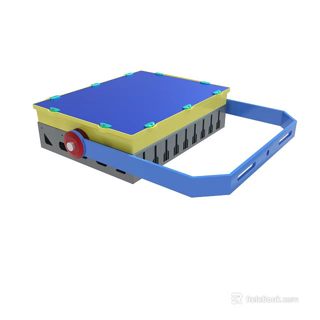 Blue Platform Children's Educational Toy With Yellow Dots Red Knob And Blue Handle 3d model 