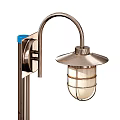 Outdoor Wall Mounted Metal Light With Curved Arm And Glass Shade
