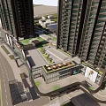 Modern Twin High Rise Residential Landscape with Central Green Area and Urban Design