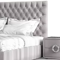 Modern Upholstered Double Bed With Quilted Headboard White Bedding And Bedside Tables 3d model