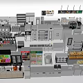 Various Types Of Modern Kitchen Appliances Collection With Display Racks And Equipment