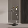 Modern Sleek Curved Metal Side Table With Black Tabletop For Stylish Home Living Space Decoration