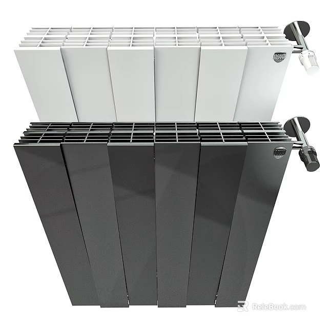 Modern White and Black Radiators with Sleek Vertical Design for Home Heating 3d model 