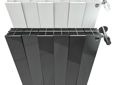 Modern White and Black Radiators with Sleek Vertical Design for Home Heating 3d model