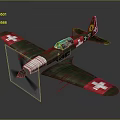 Vintage Green Military Airplane With Red Cross Markings On Wings And Fuselage Design