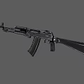 Black Automatic Assault Rifle With Metal Barrel Magazine And Black Stock