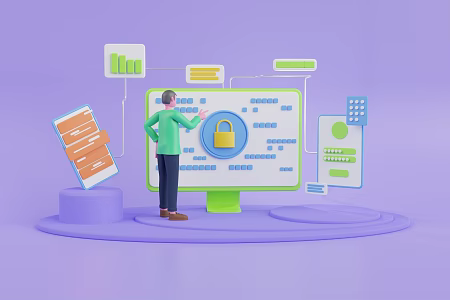 Modern Cartoon Scene Computer Data Analysis Data Scene Animation Scene 3d model