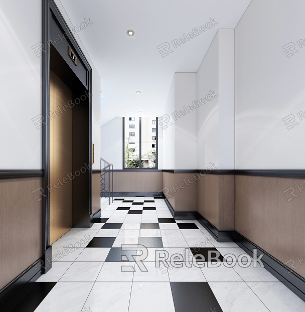 Modern elevator aisle corridor public area characteristic office building elevator model