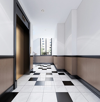 Modern elevator aisle corridor public area characteristic office building elevator 3d model