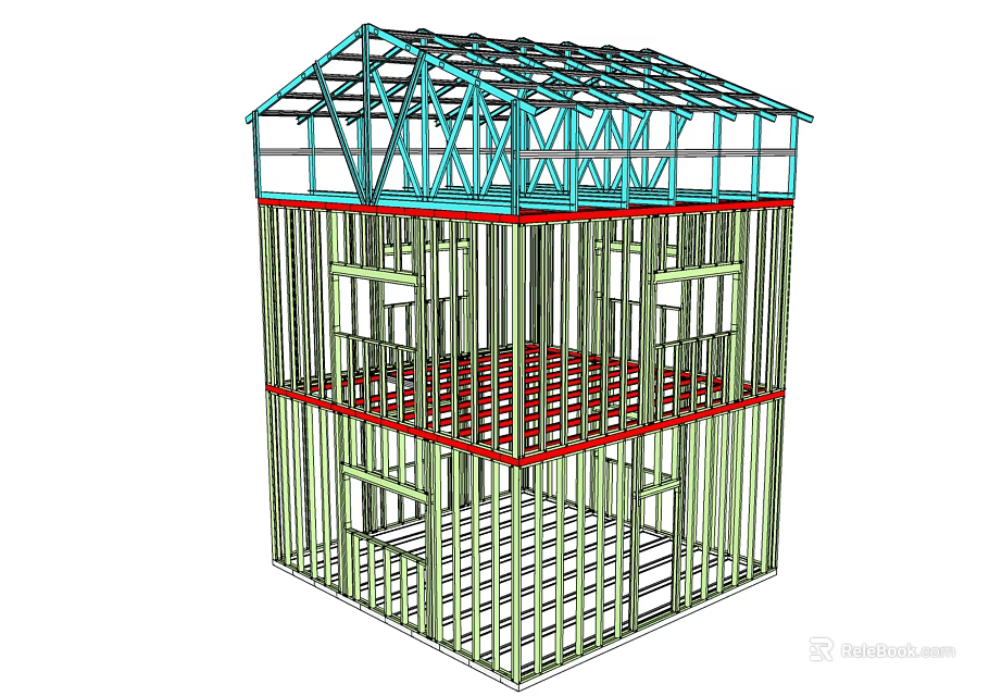 Industrial Equipment Steel Structure Frame 3D Model for Multi Story Building Construction 3d model 