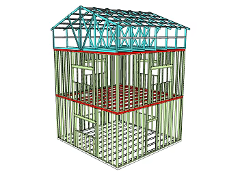 Modern steel frame steel structure house 3d model