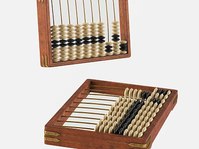 Traditional Wooden Abacus Household Supplies with Classic Frame and Black White Beads 3d model