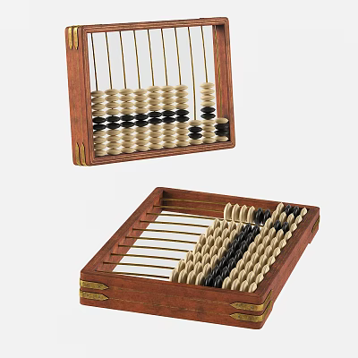 Traditional Wooden Abacus Household Supplies with Classic Frame and Black White Beads 3d model