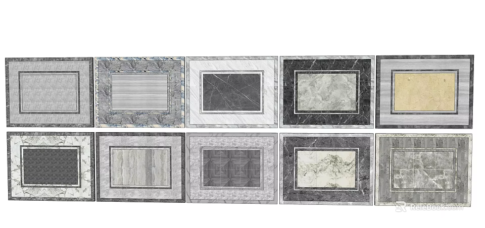 Modern Floor Tiles Featuring Various Marble Textures And Stylish Patterns For Home Interior 3d model