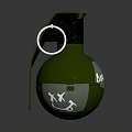 Green Acid Grenade with Skull and Crossbones Symbol on Metallic Surface