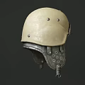 Three Medieval Helmets Featuring Leather Metal Riveted Details Side by Side 3d model
