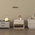 Neutral Modern Poliform Bedside Tables With Simple Design Lamp Vase And Decor 3d model