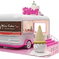 Cute Pink Dessert Truck Photo Spot With Sweet Sign Cake Ice Cream And Macarons