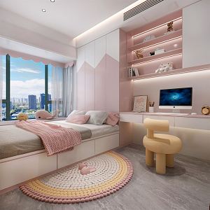 Modern Tatami Bedroom Girl Room 3d model