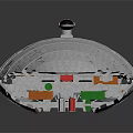 Futuristic Spaceship 3D Model With White Textured Surface And Colorful Blocks