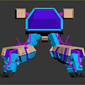 Mechanical Creature 3D Model With Multi Legged Structure And Blue Pink Purple Hues 3d model
