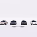 Six Various Colored Cars Arranged Side By Side With Brand Logo In Front