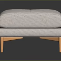Modern Light Gray Sofa Stool with Wooden Legs and Comfortable Cushioned Top