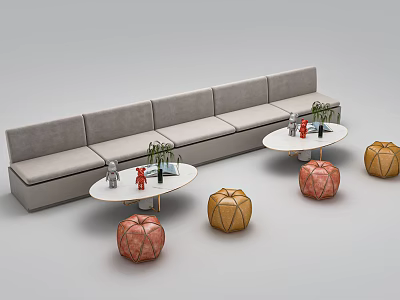 Modern Card Seat Leisurely Rest Tables and Chairs 3d model